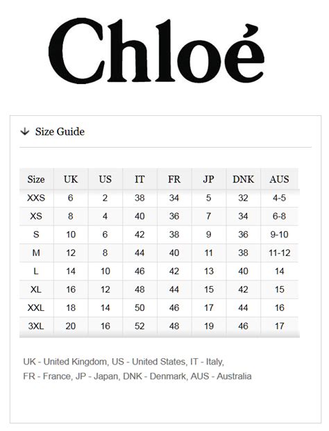 chloe size chart.